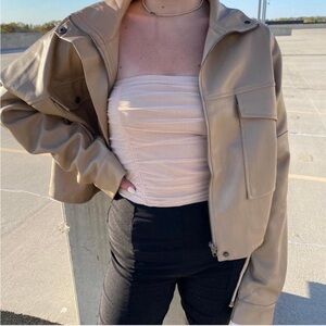 Faux leather moto jacket